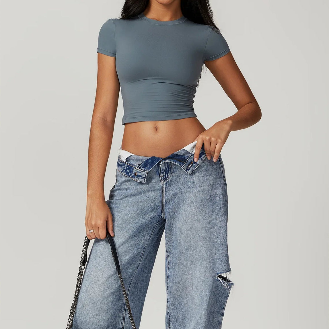 Crop Top Madrid - Cinzento